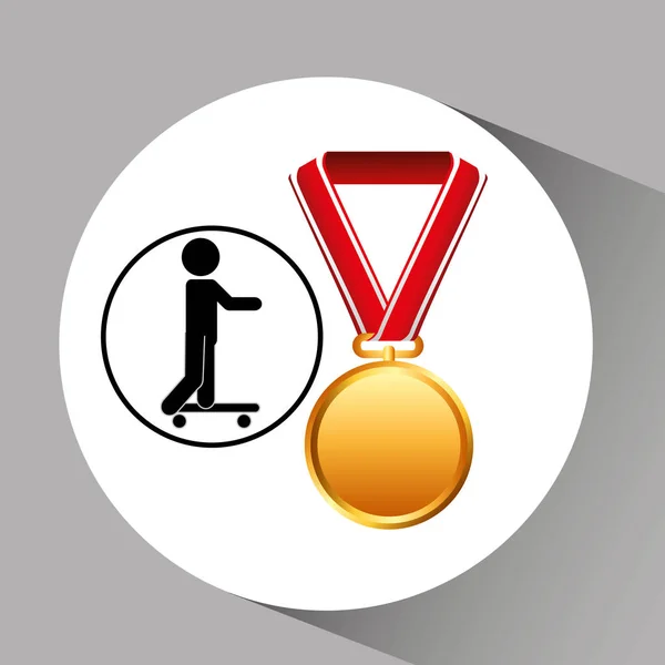 Skater Medaille Sport extreme Grafik — Stockvektor