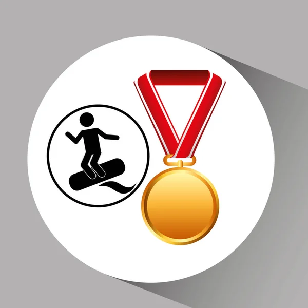 Surfen Medaille Sport extreme Grafik — Stockvektor