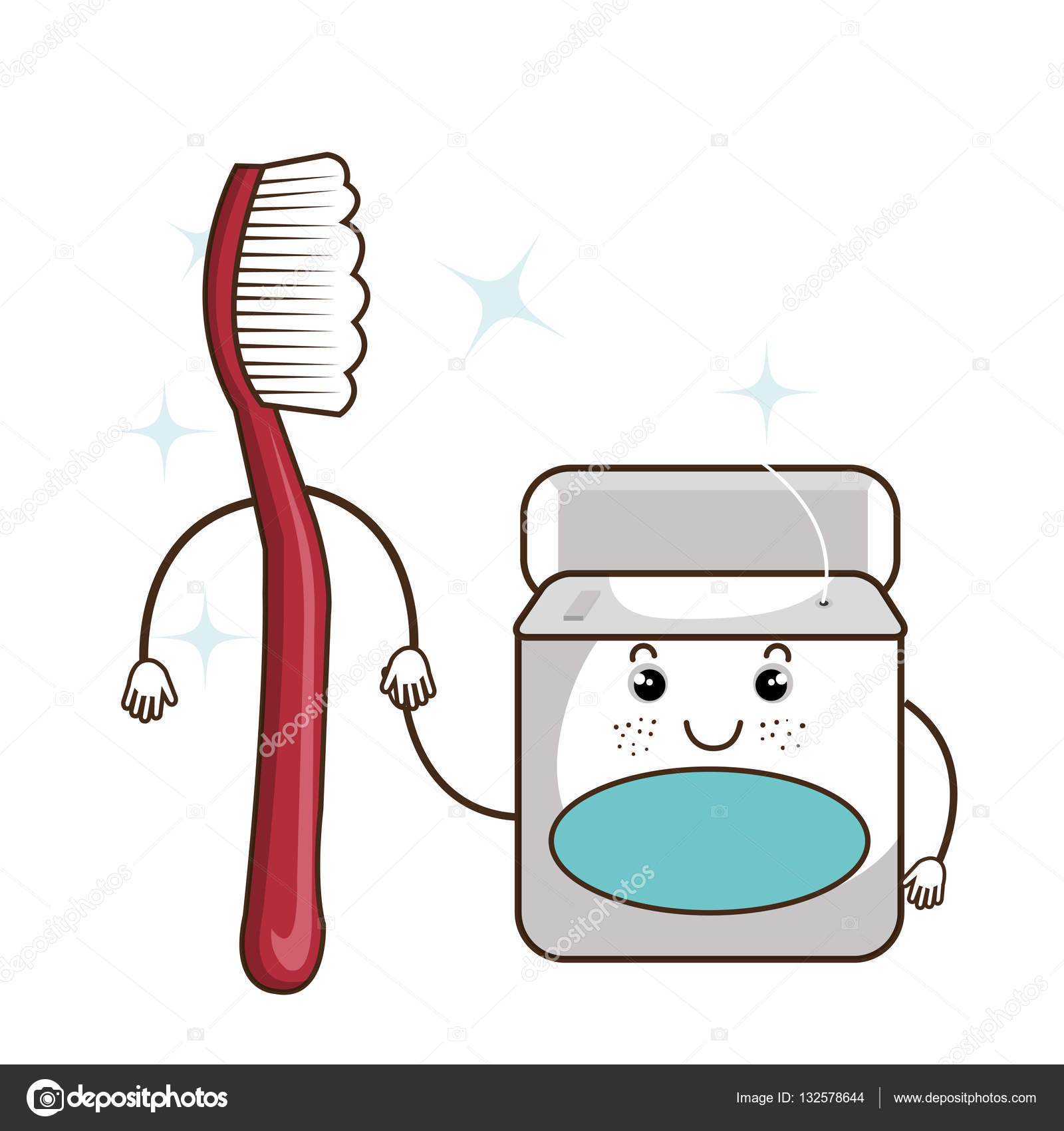 Floss teeth character icon Stock Vector Image by ©yupiramos 132578644