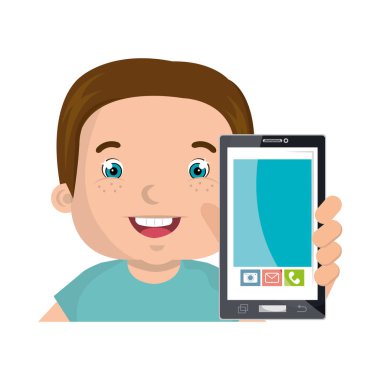 küçük bir çocukla online smartphone