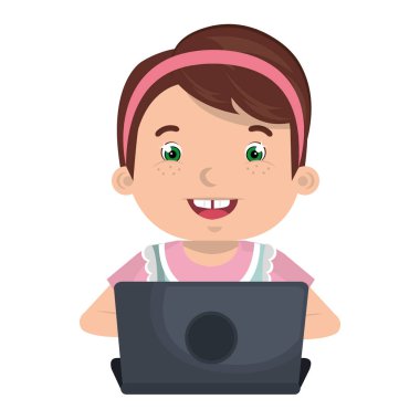 küçük bir çocukla online dizüstü bilgisayar