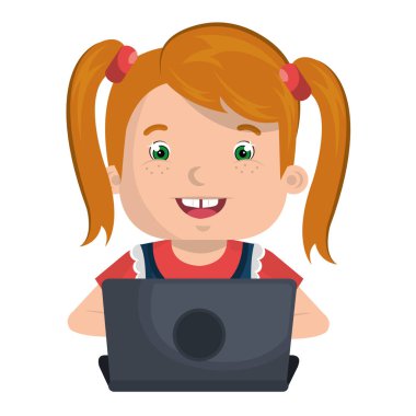 küçük bir çocukla online dizüstü bilgisayar