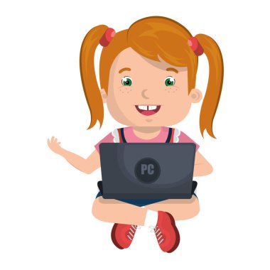 küçük bir çocukla online dizüstü bilgisayar