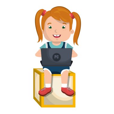 küçük bir çocukla online dizüstü bilgisayar