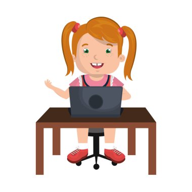 küçük bir çocukla online dizüstü bilgisayar