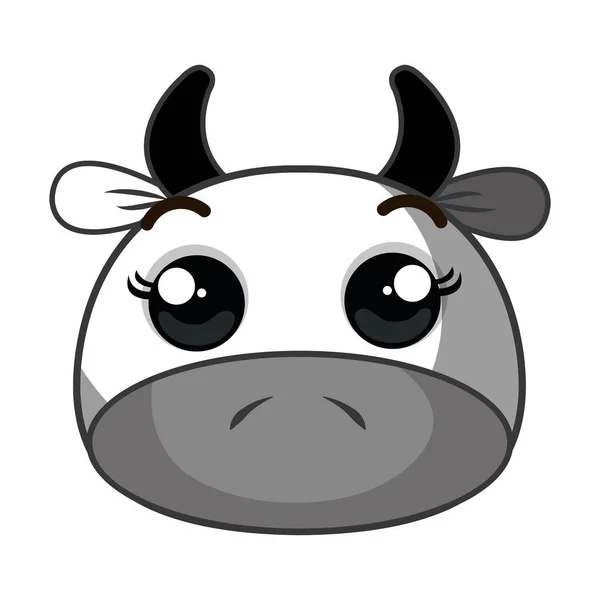 Roztomilý kráva kawaii charakter — Stockový vektor