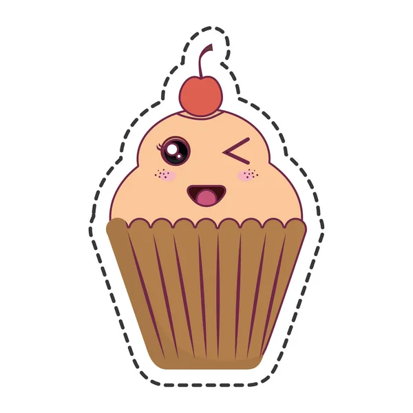 Delicious cupcake kawaii style — Stock Vector