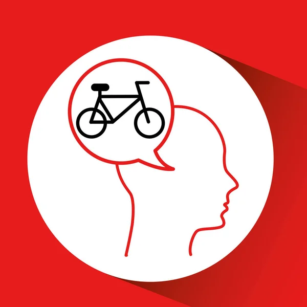 Sepeda siluet kepala olahraga ekstrim - Stok Vektor