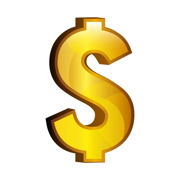 Ikon emas uang dolar - Stok Vektor