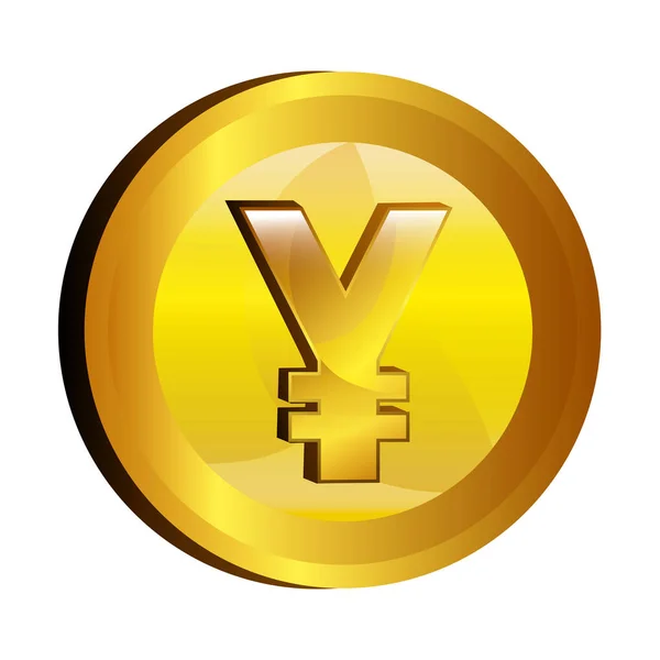 Yen dinero icono de oro — Vector de stock