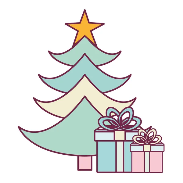 Merry christmas tree firande — Stock vektor