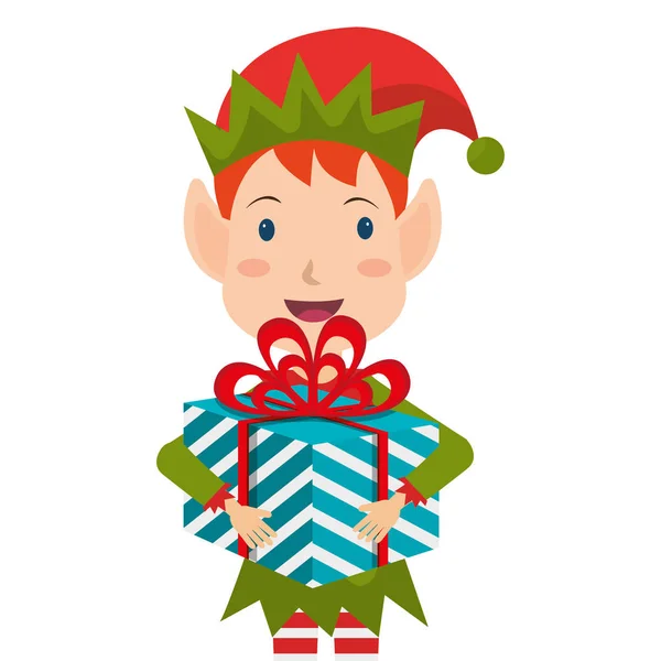 Happy merry christmas elf character — Stock Vector