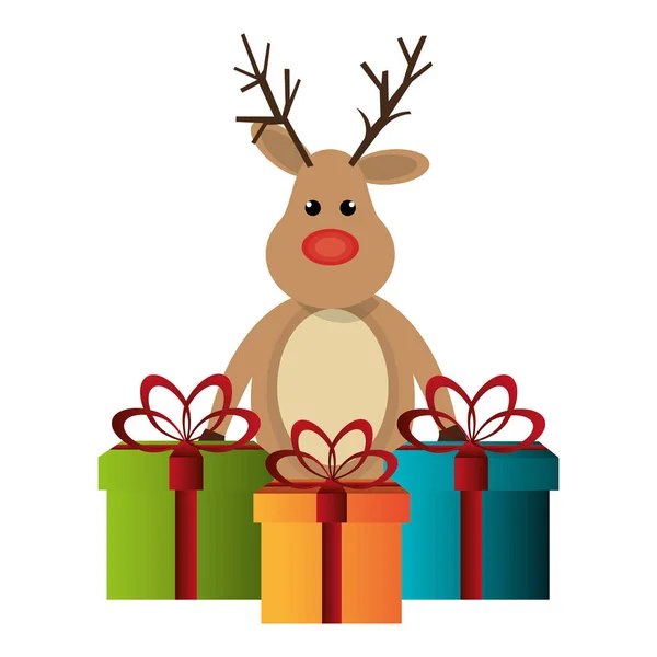 Reindeer christmas character icon — стоковый вектор