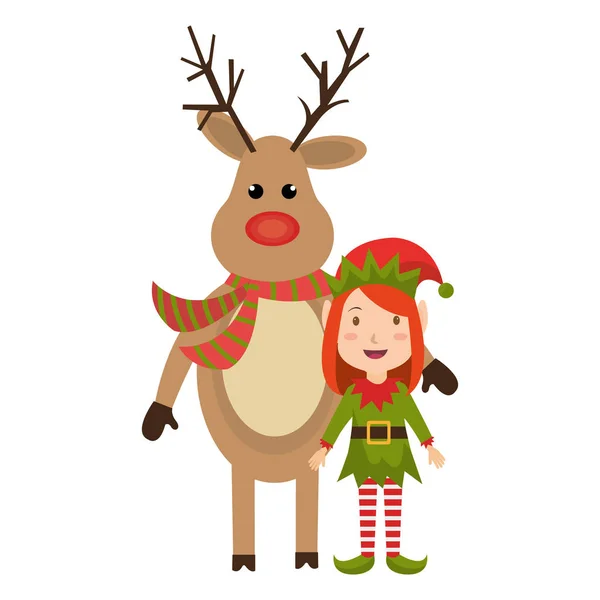 Reindeer christmas character icon — Stock Vector
