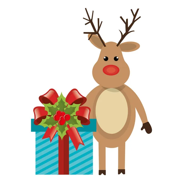 Icono de carácter de Navidad de renos — Vector de stock