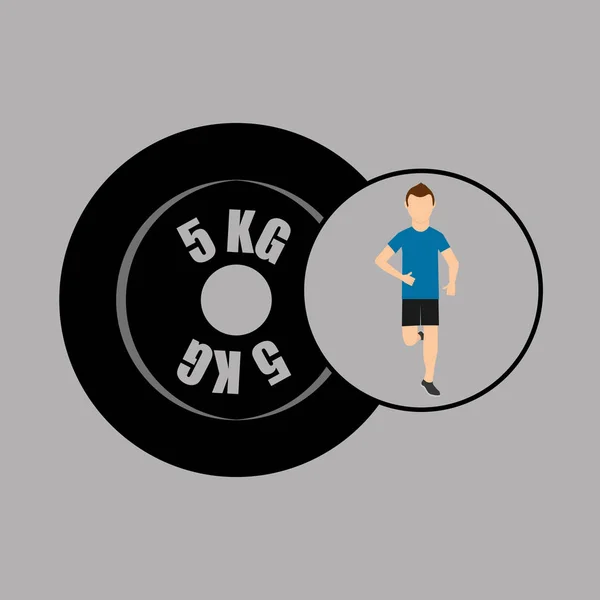 Sport Mann läuft Gewicht Grafik — Stockvektor