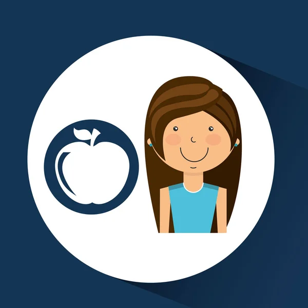 Idrottsman flicka apple nutrition sport stil — Stock vektor