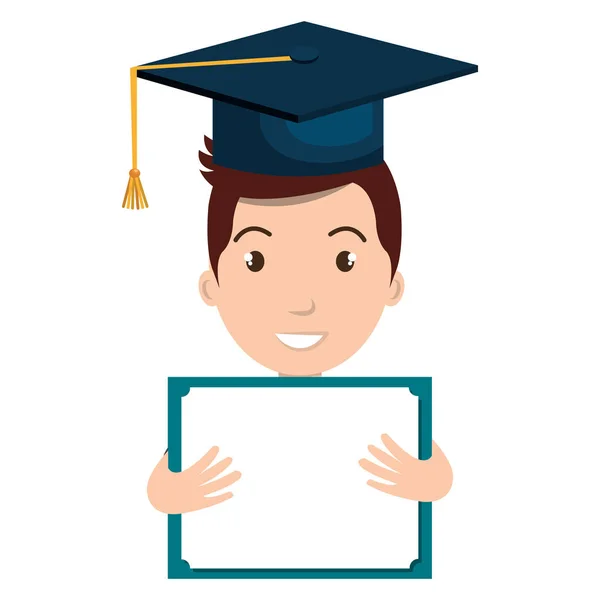 Studentka postgraduální avatar s diplomem ikonu — Stockový vektor