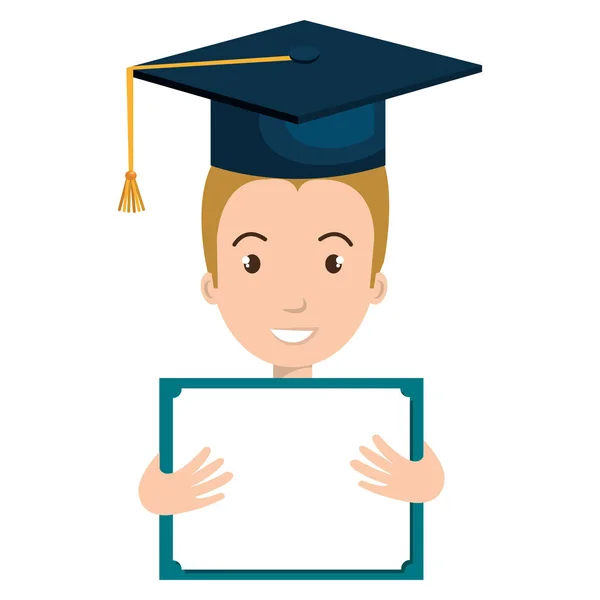 Estudante de graduação avatar com ícone de diploma —  Vetores de Stock