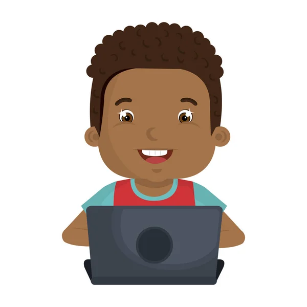 Malé dítě online s notebookem — Stockový vektor