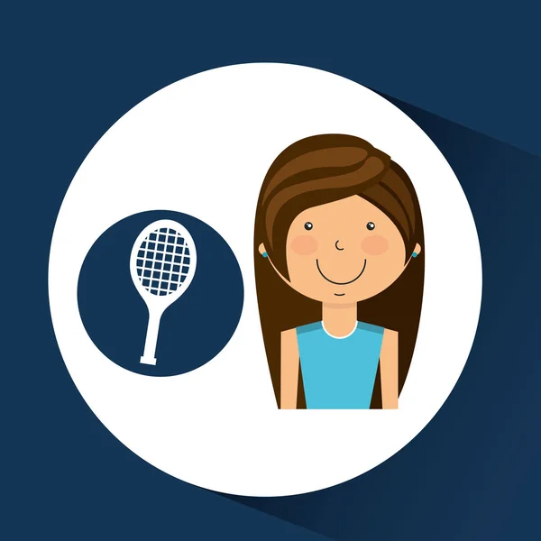 Idrottsman flicka racket tennis sport stil — Stock vektor
