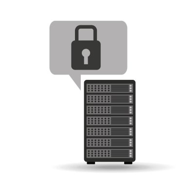 Ağ sunucu kavramı güvenlik kilidi grafiği