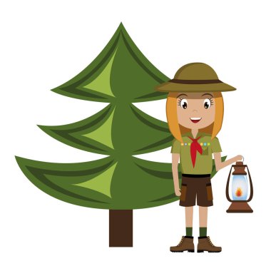 küçük izci karakteri ile fener simgesi