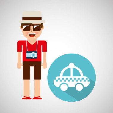 kamera ve taksi hizmeti ile turist adam
