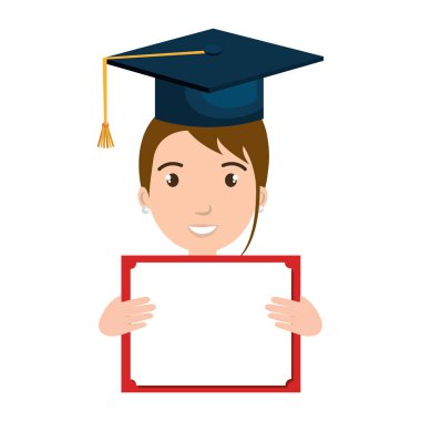 Öğrenci karakteriyle şapka mezuniyet ve diploma