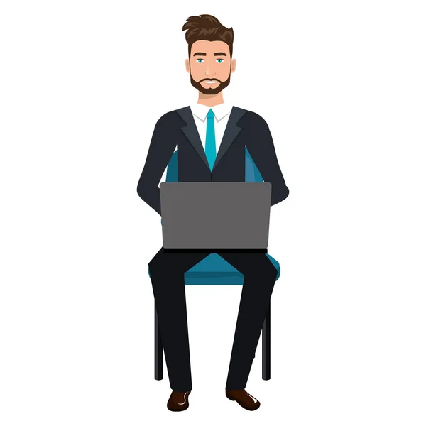 Persona de negocios sentado en la silla de oficina — Vector de stock