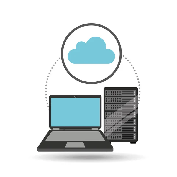 Server dati per laptop cloud — Vettoriale Stock