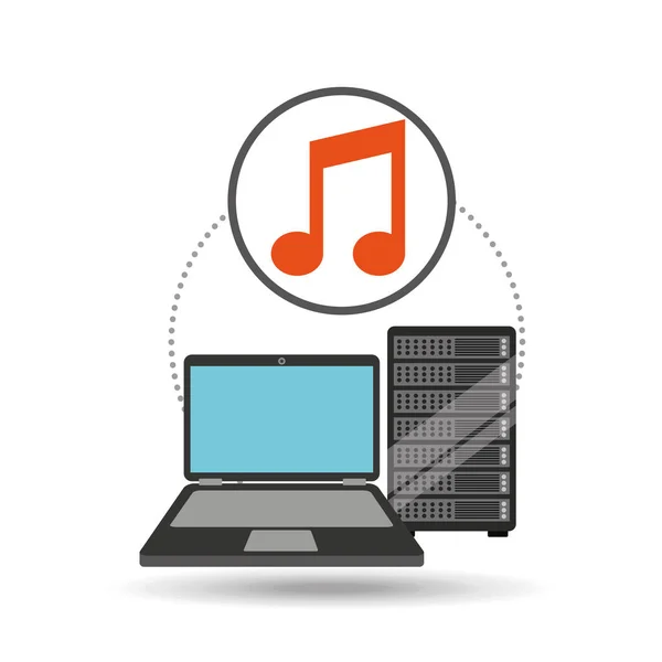 Musik-Laptop-Datenserver — Stockvektor