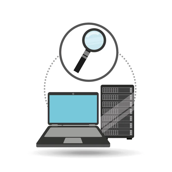 Search laptop data server — Stock Vector
