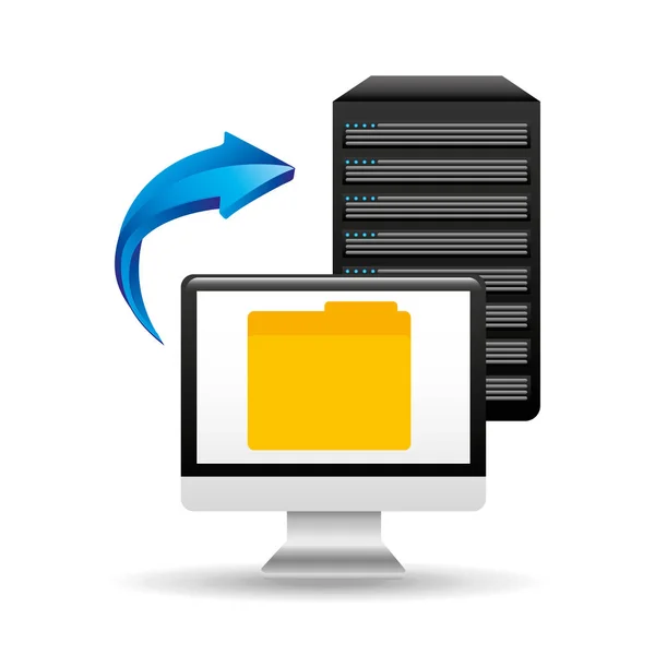 Pc fichier de la base de données flèche dossier — Image vectorielle