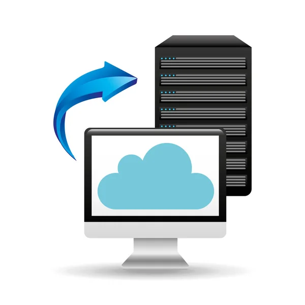 Pc base de datos flecha nube — Archivo Imágenes Vectoriales