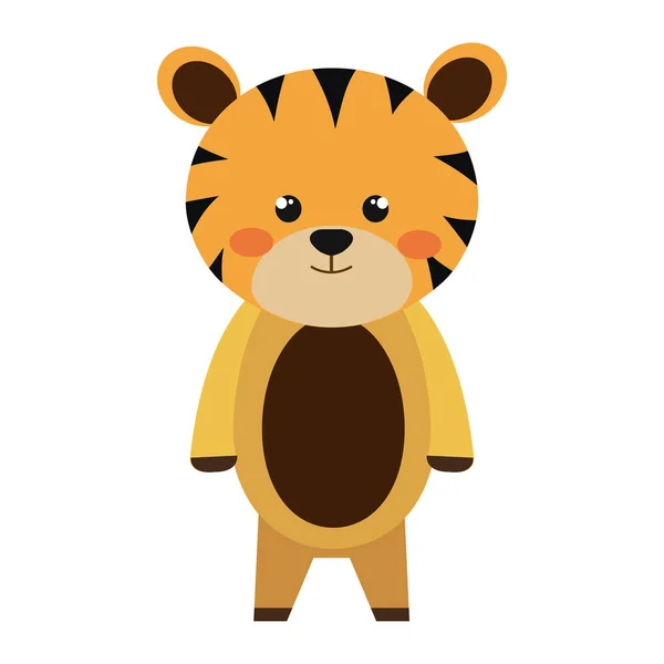Mignon petit tigre animal caractère — Image vectorielle