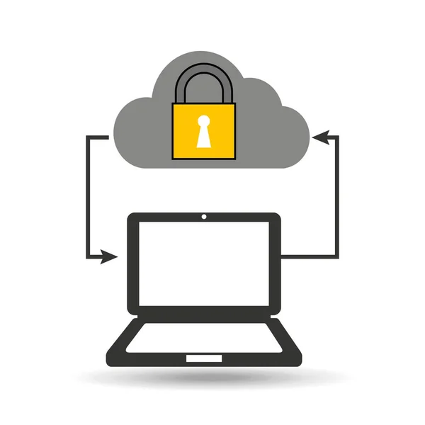 Sicurezza connessa al computer cloud — Vettoriale Stock