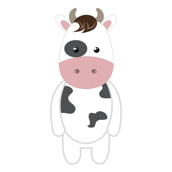 Mignon petite vache animal caractère — Image vectorielle