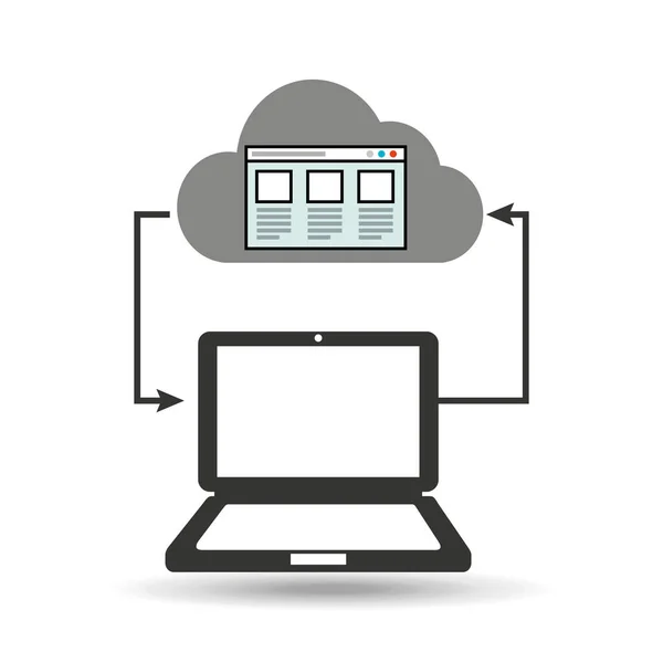 Webseite mit Cloud-Computer verbunden — Stockvektor