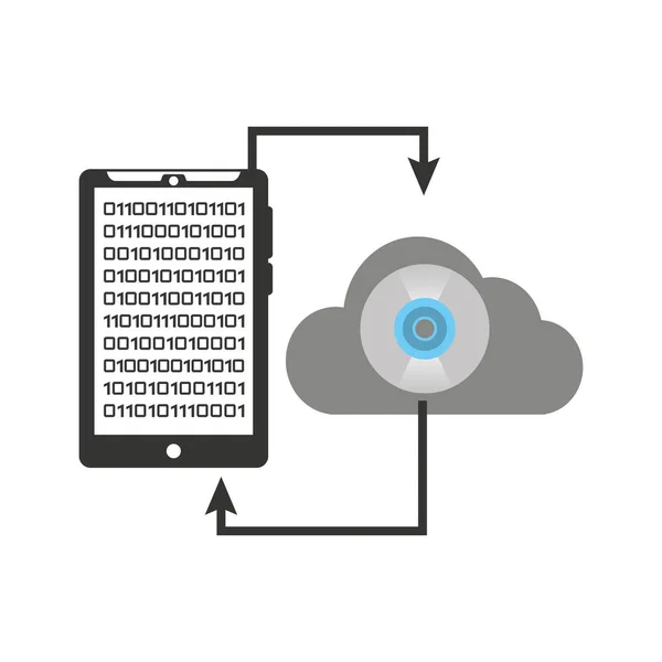 Smartphone overdracht wolk gegevensCD compact — Stockvector