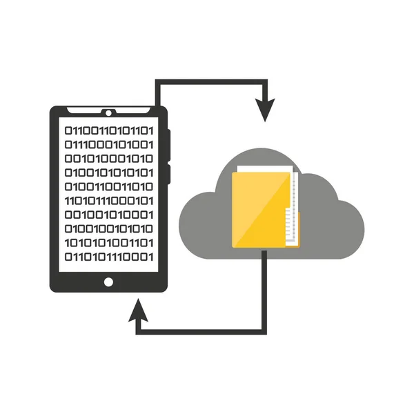 Pasta de dados de nuvem de transferência de smartphone — Vetor de Stock