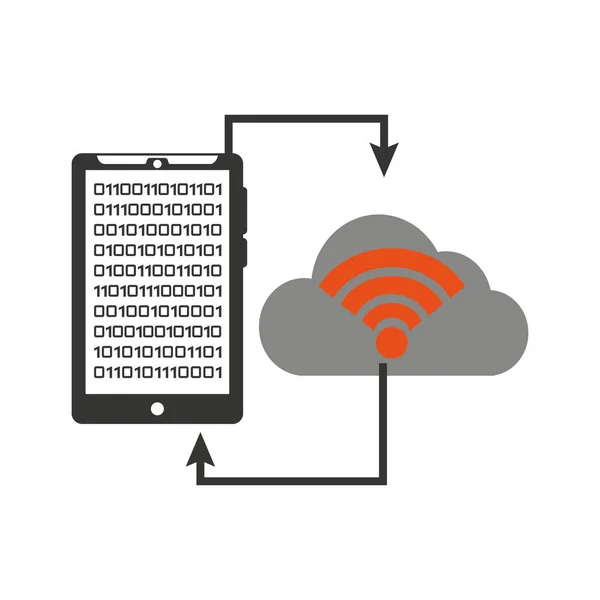 Smartphone přenosu cloudových dat wifi — Stockový vektor