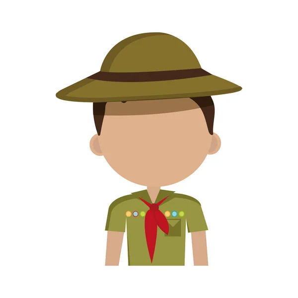 Pequeño icono de carácter scout — Vector de stock