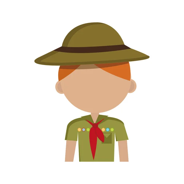 Pequeño icono de carácter scout — Vector de stock