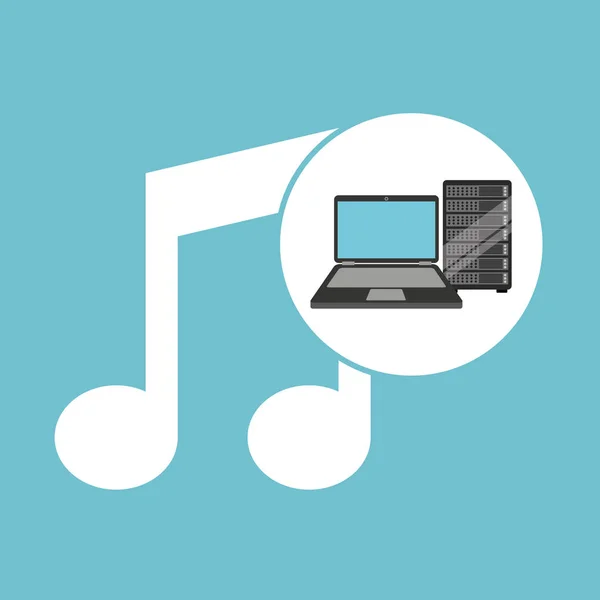 Musik-Laptop-Datenserver — Stockvektor