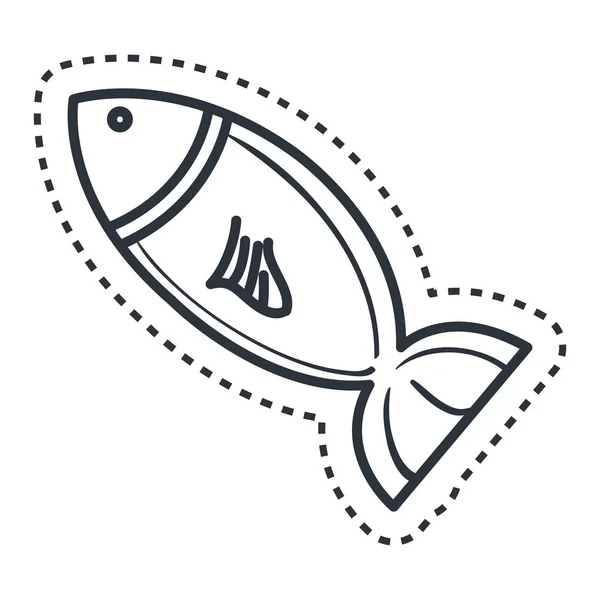 Silueta de pescado icono aislado — Vector de stock