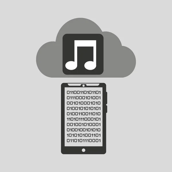 Smartphone überträgt Cloud-Datenmusik — Stockvektor