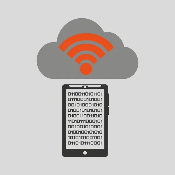 Transferencia de datos de la nube smartphone wifi — Vector de stock