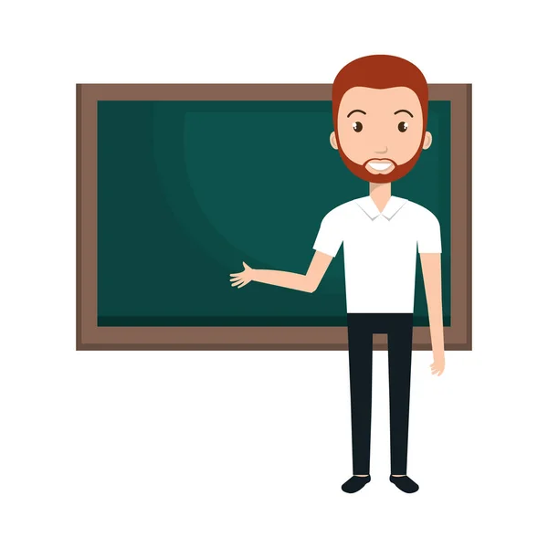 Młody mężczyzna nauczyciel znak z greenboard — Wektor stockowy