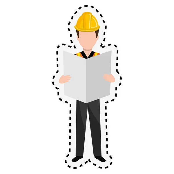 Repairman character working icon — Stock Vector